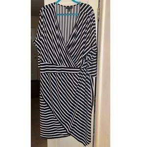 Lane Bryant Striped Faux Wrap Dress